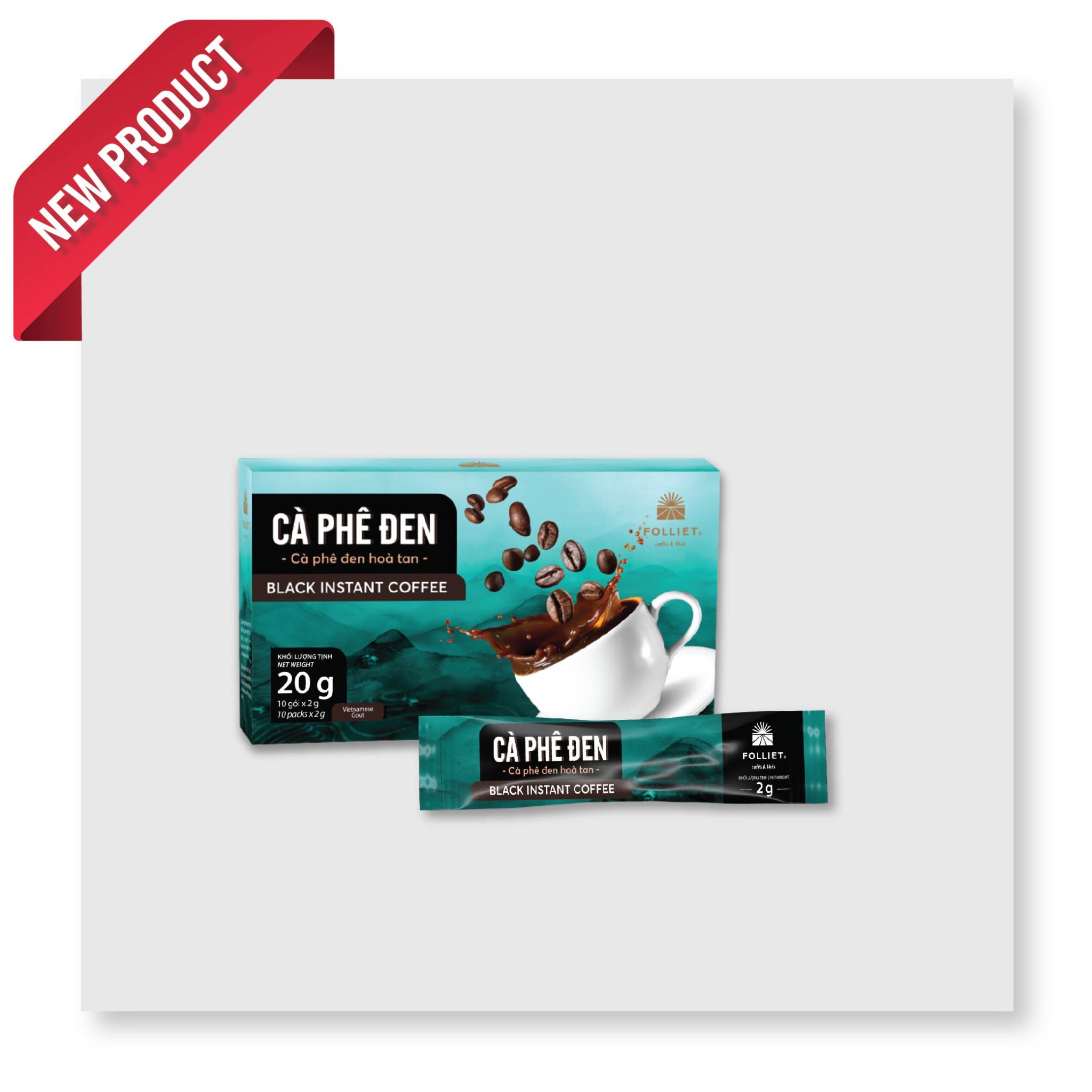 CÀ PHÊ ĐEN HÒA TAN 1IN1 FOLLIET (Hộp 100 tuýp)