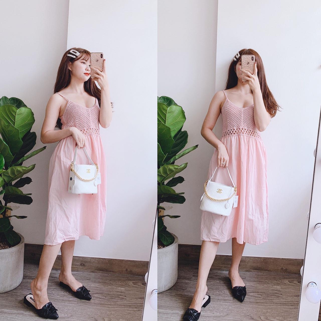 Đầm xô thêu 2 dây-TS