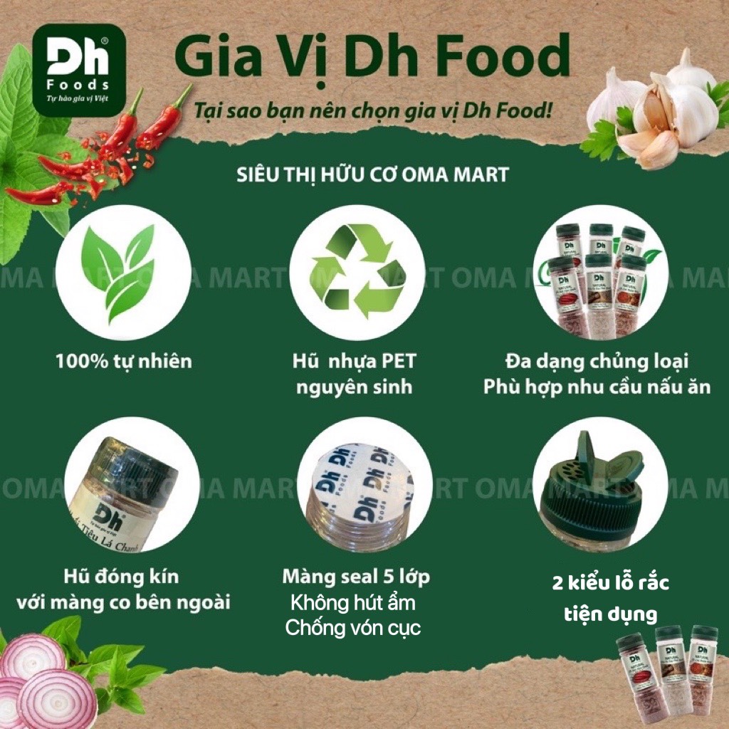 Gia vị nguyên chất DH Foods (tỏi, sả, gừng, nghệ, ớt...)