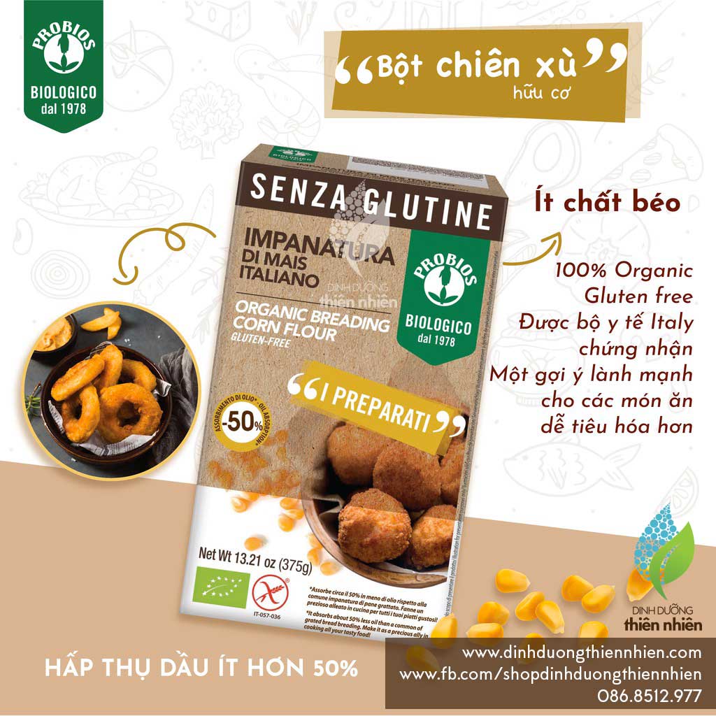 Bột Chiên Xù Hữu Cơ Probios, 375g