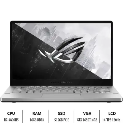 Laptop Gaming ASUS  GA401II-HE155T R7-4800HS/16GD4/512G-PCIE/14.0FHD/WF6/4C76WHr/TRẮNG/W10SL/4GD6-GTX1650Ti/Túi/Anime