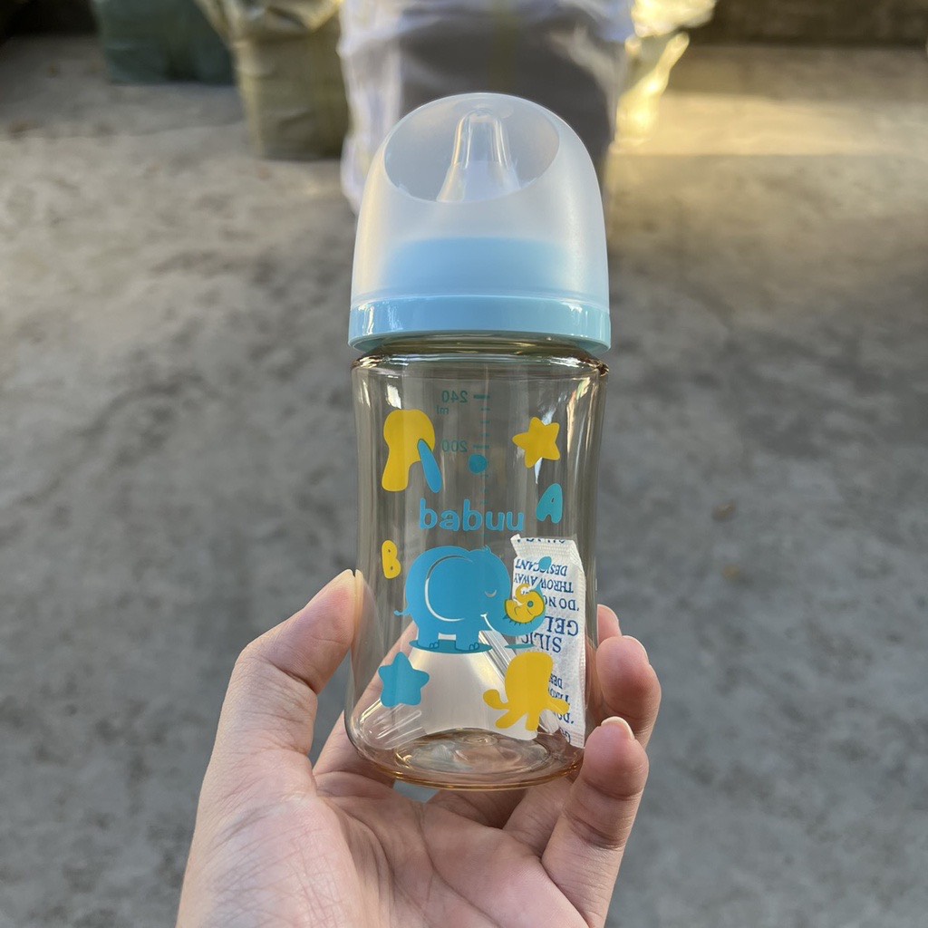 [ chọn núm S,M,L,LL] - Bình sữa cổ rộng PPSU Babuu 90ml/120ml/160ml/240ml/300ml (quà tặng hấp dẫn)