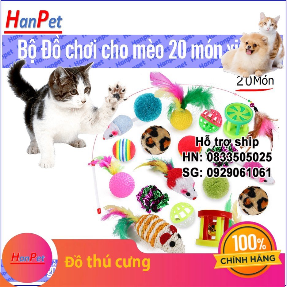 Hanpet - Đồ chơi cho mèo bộ đủ 20 món cho mèo chơi