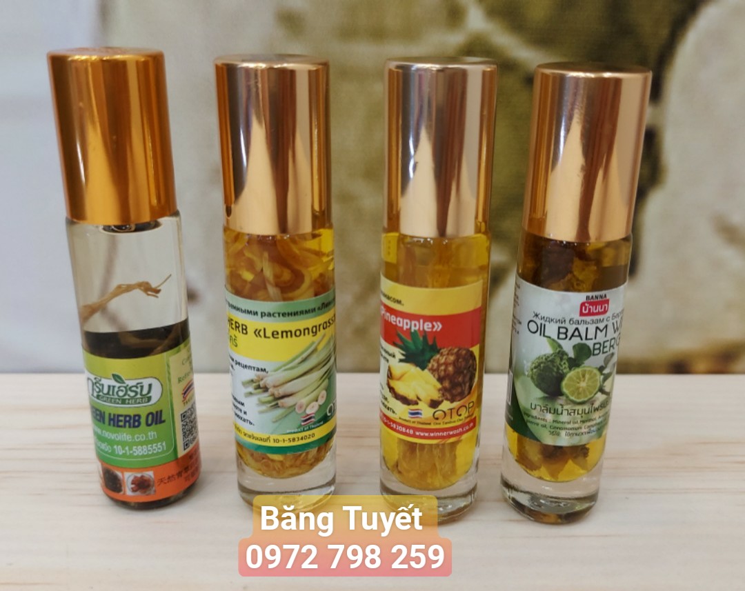 Dầu lăn thảo dược thái lan 10ml SÂM CHANH XẢ THƠM (DƯA)