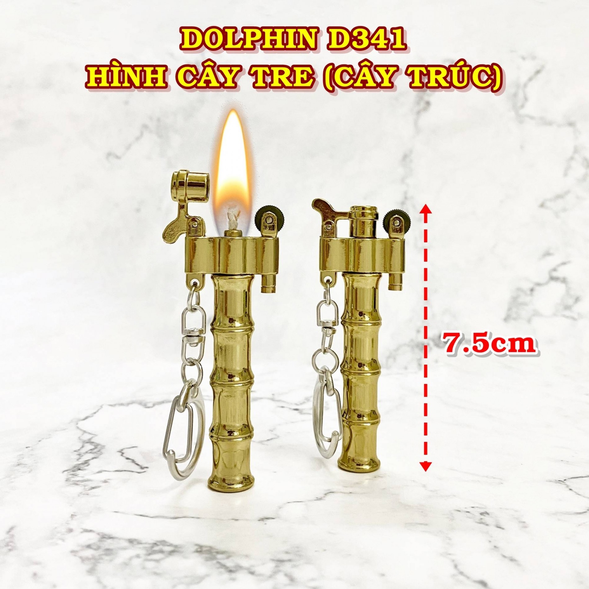 Bật lửa - móc khóa dolphin xăng đá cổ hình cây tre d341 -