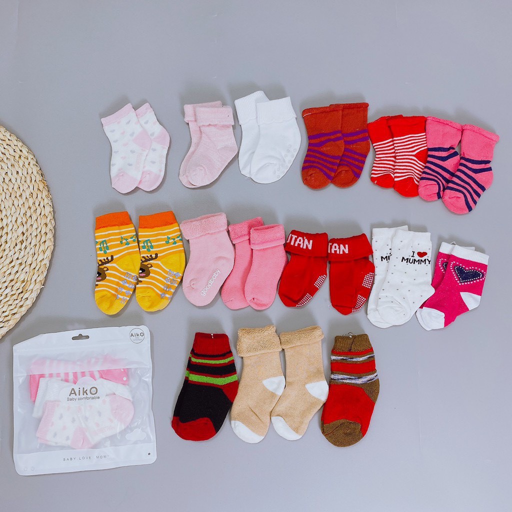 Set 3 đôi tất xù sơ sinh cho bé đi cực ấm
