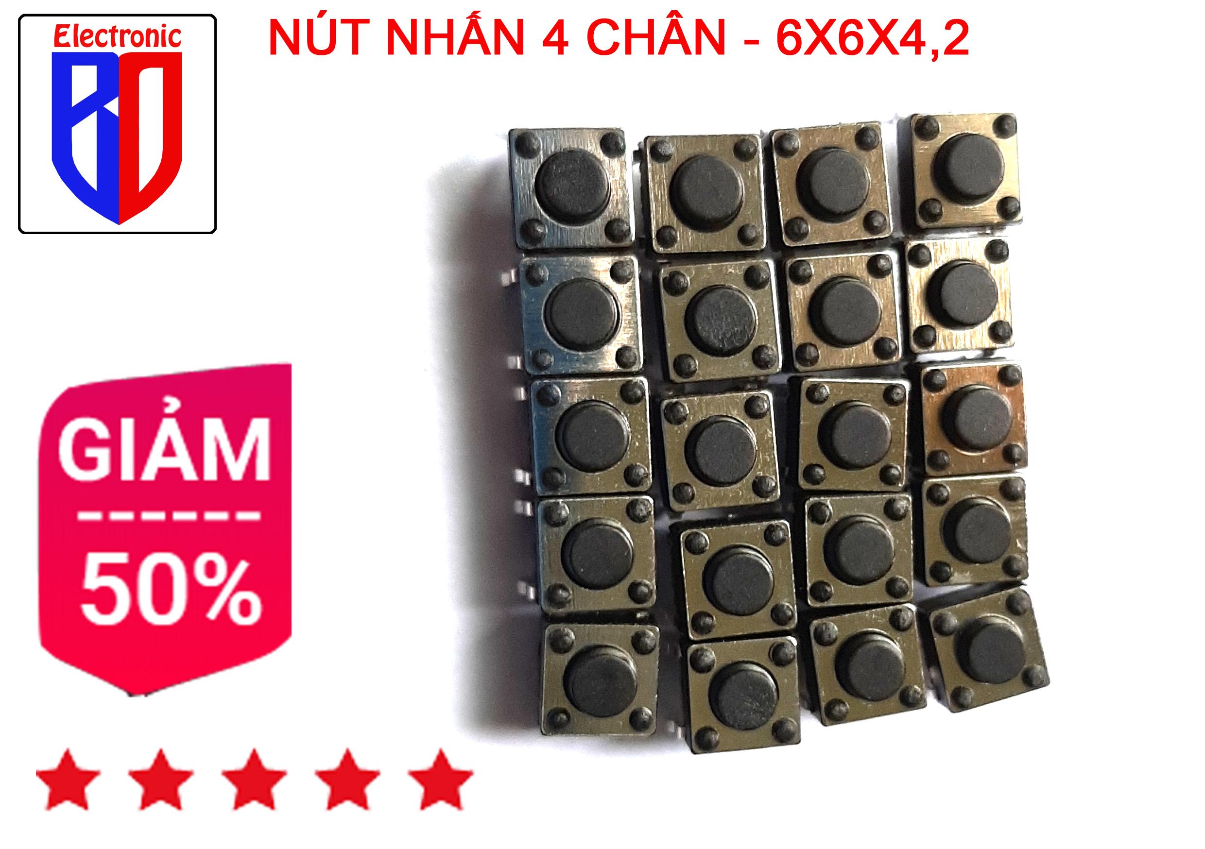 Nút Nhấn Công Tắc 6 X 6 X 5mm 4 CHÂN MỚI  COMBO 15 CHIẾC