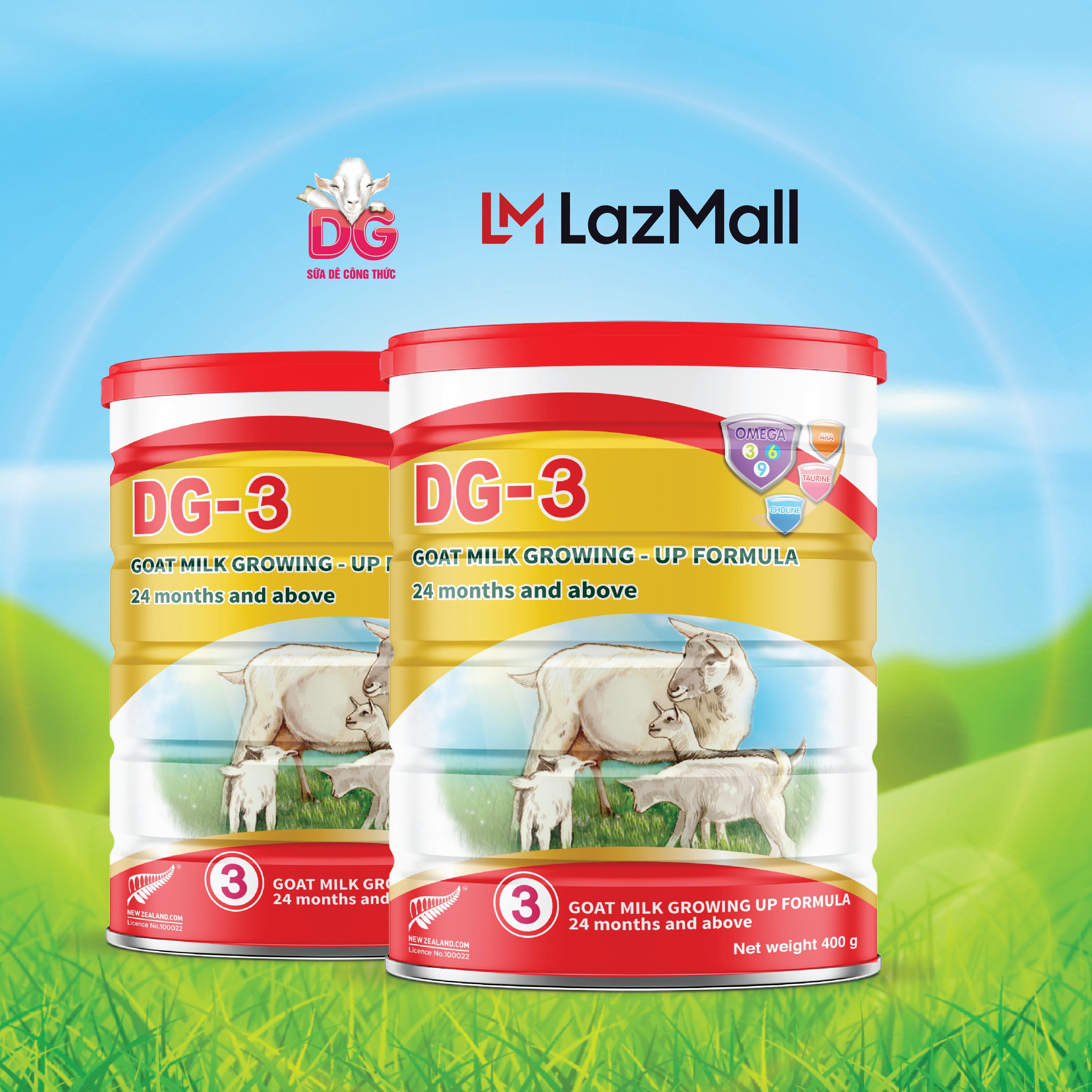 [Tặng 2 lon DG-3 - HSD 10/2025] Combo 2 Lon Sữa Dê Công Thức DG-3 400g