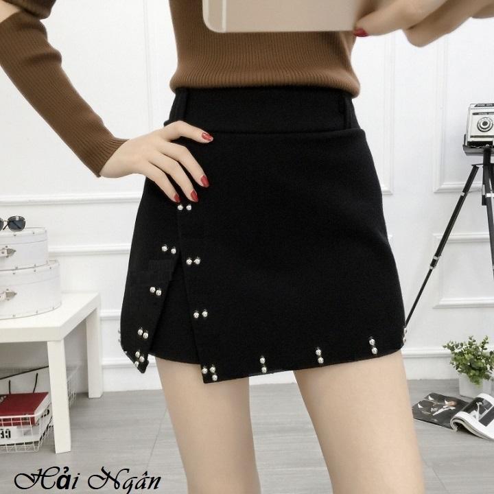 Quần váy phối đinh tán vải umi chuẩn cao cấp