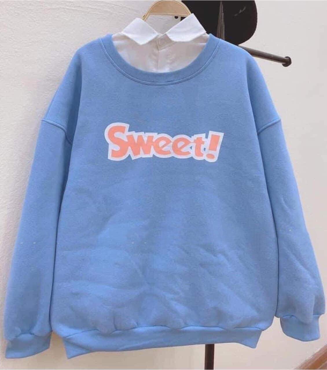 Áo nỉ sweater in chữ SWEET (trọng lượng từ 40kg đến 65kg )