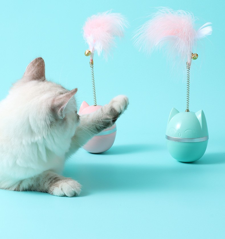 đồ chơi hình mèo lật đật lông vũ - T3 PETS SHOP