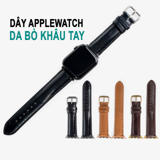 Dây apple watch da bò D106-da thật-khâu tay thủ công cao cấp, dây đeo thumbnail