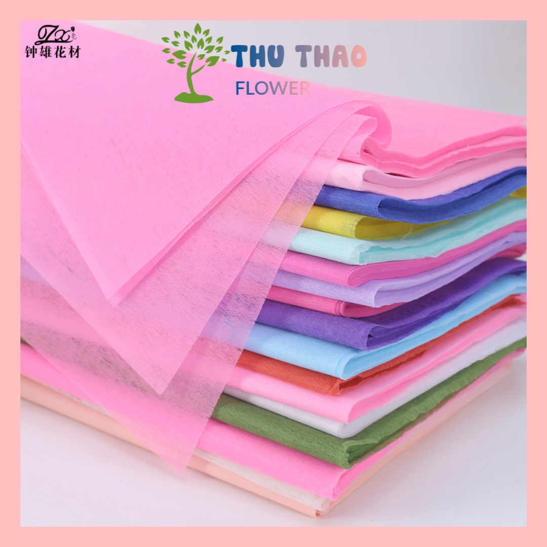 Giấy mếch gói hoa (xấp 28 tờ) giấy lụa vân long đủ màu phụ kiện làm hoa handmade