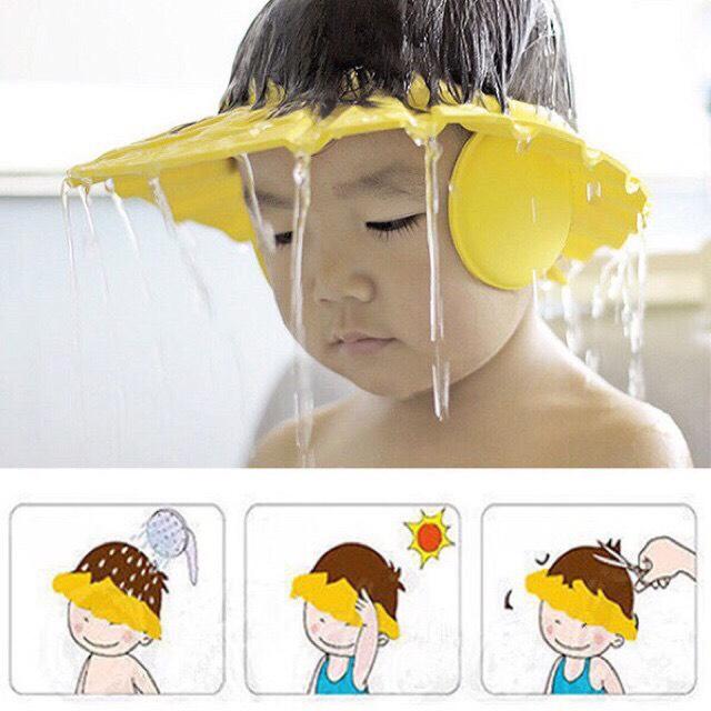 [HCM]NÓN TẮM/MŨ GỘI ĐẦU CHẮN NƯỚC CÓ BỊT TAI CHO BÉ
