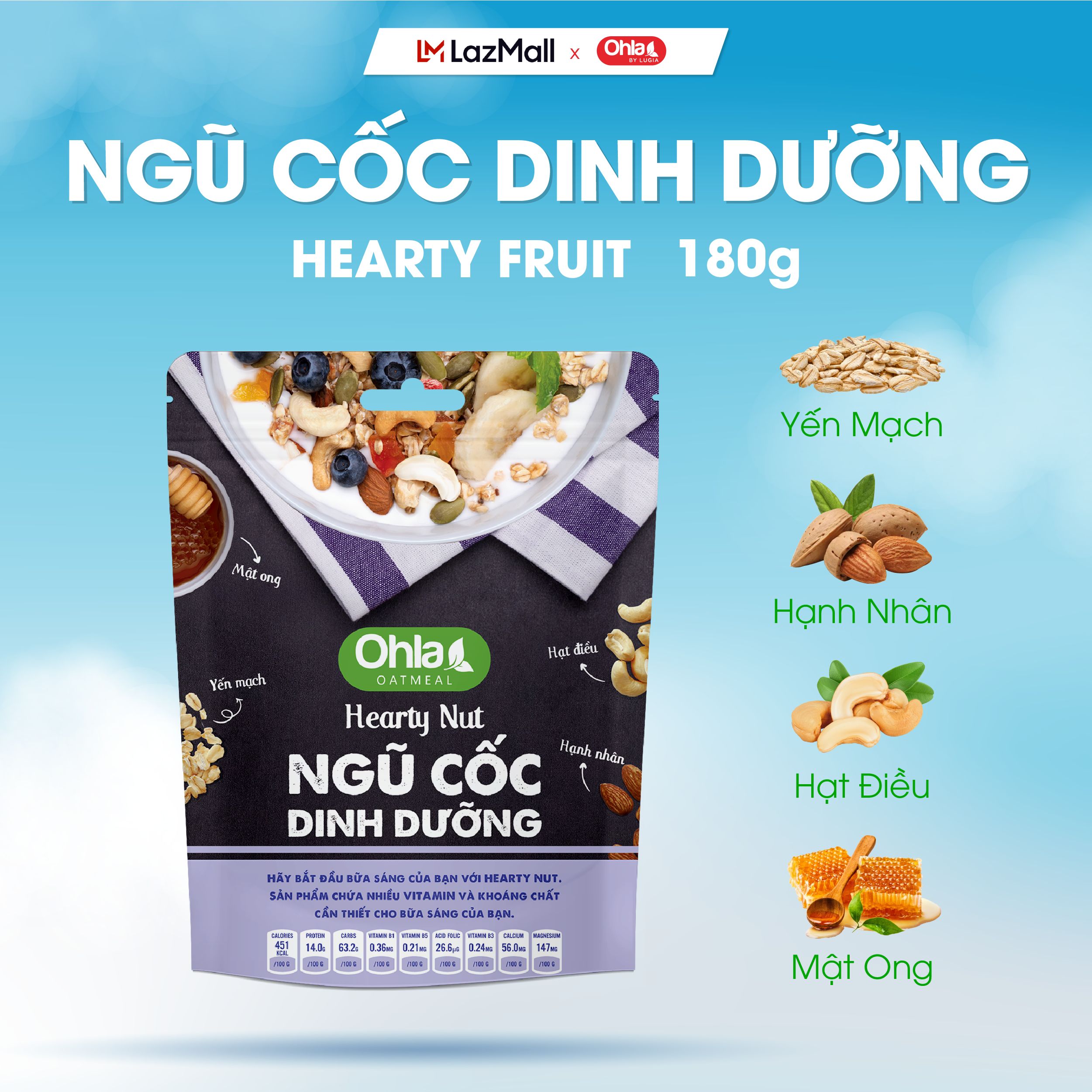 Ngũ Cốc Dinh Dưỡng Hearty Nut - 180gr