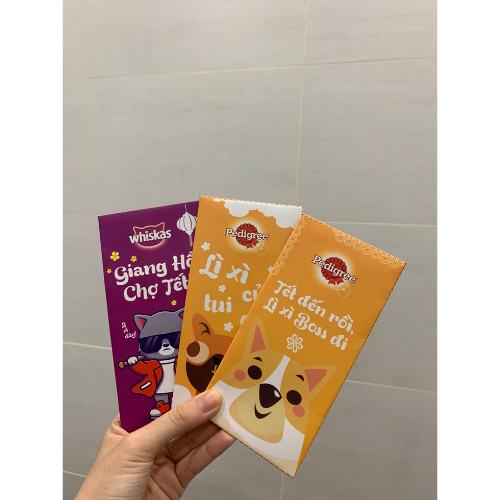 [Quà tặng không bán] Bộ bao lì xì thương hiệu Whiskas + Pedigree (bộ 6 cái)