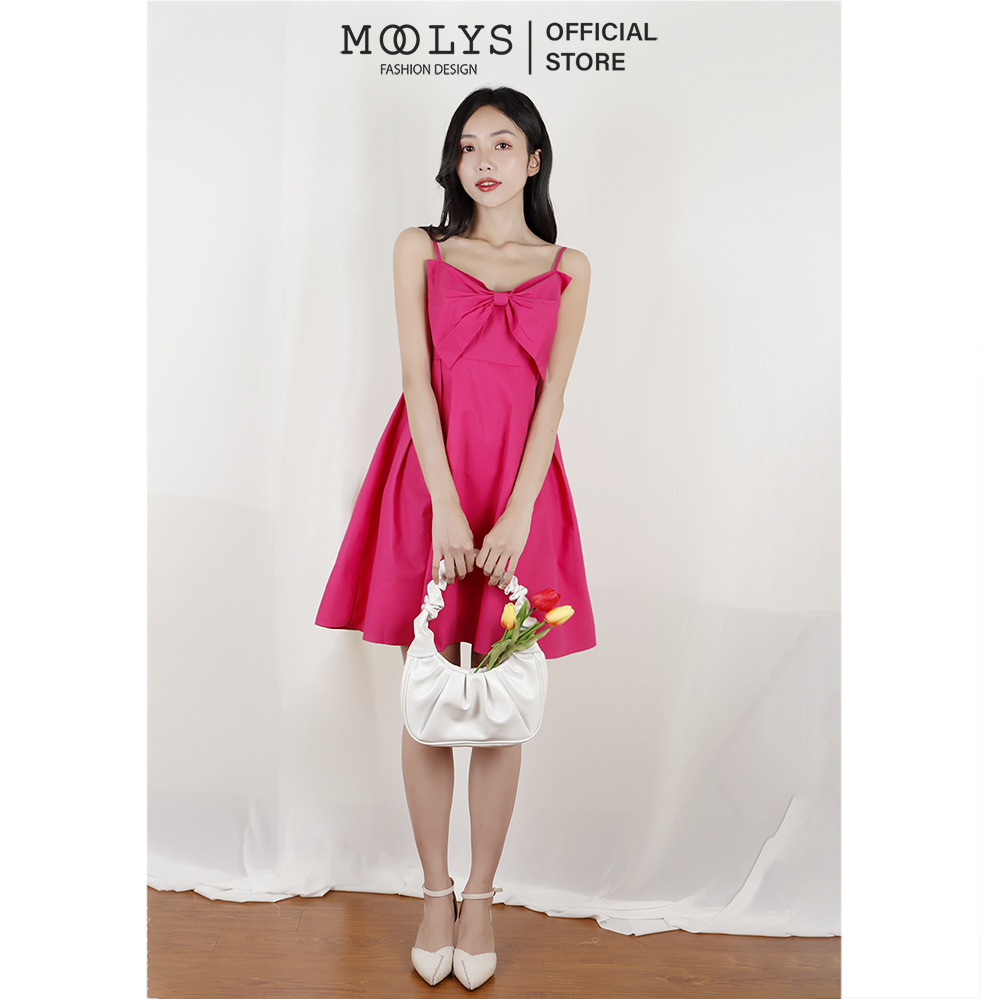 Đầm hai dây đính nơ dễ thương Moolys MD007