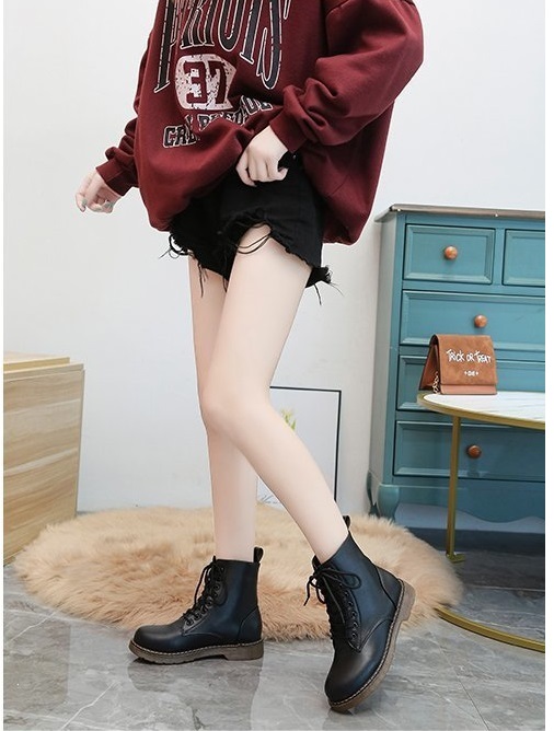[ FORM NHỎ CHỌN TĂNG 1 SIZE ] Giày combat boot, boots nữ, bốt ulzzang, bốt cột dây đế viền chỉ cổ lửng cá tính S022