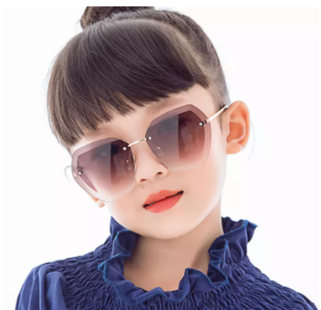 Kính Mát Trẻ Em Xi Ốc Không Gọng Mới, Kính Râm Thời Trang 7 Cạnh Cho Bé