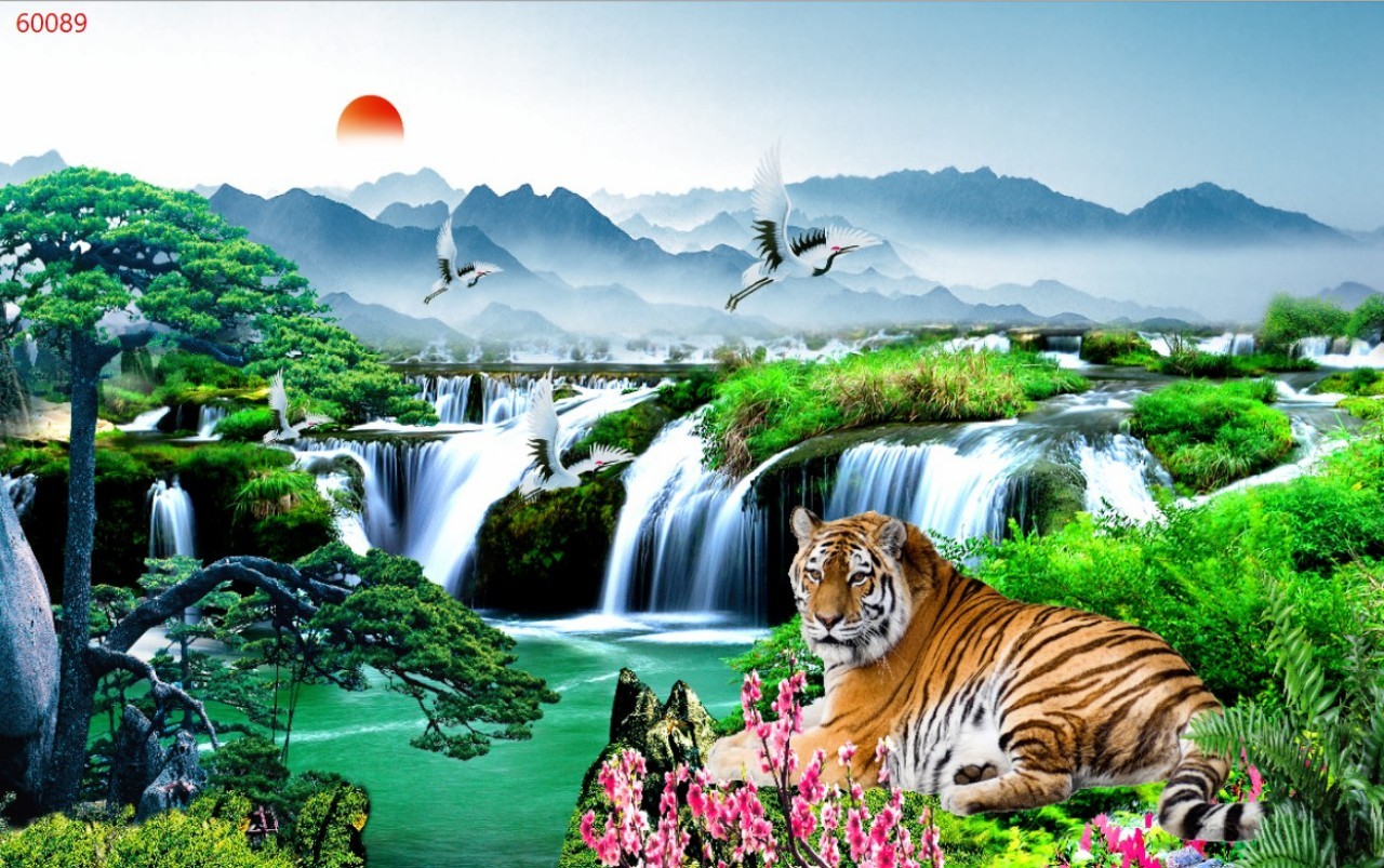 Tranh Hổ 3D dán tường