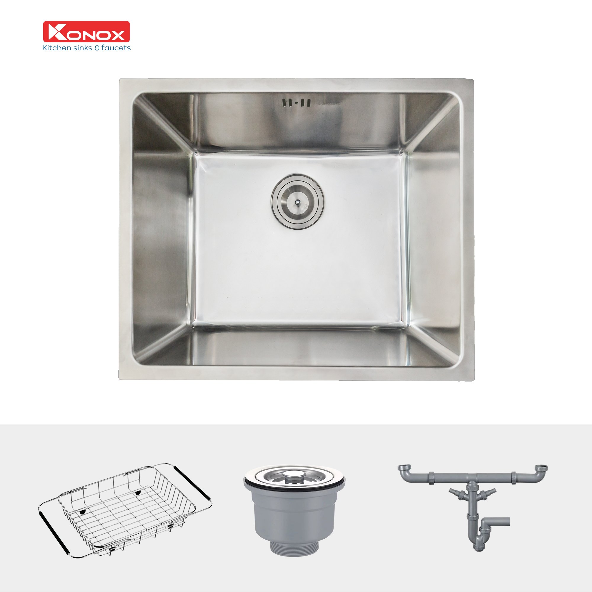 Chậu rửa bát inox 1 hố lắp âm Konox Cube 5444SU