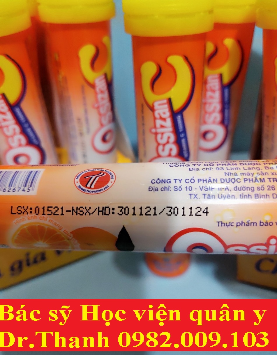 Ossizan C - C sủi - Bổ sung Vitamin C hương vị cam - Tăng cường sức đề kháng, ngăn ngừa virus - 1 Tuýt 20 viên