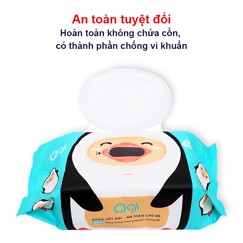 KHĂN GIẤY ƯỚT AGI 100 TỜ Không mùi (sẵn hàng)