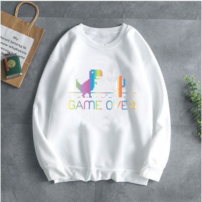 Áo Sweeter Nỉ Trơn Dài Tay Game Over Phản Quang
