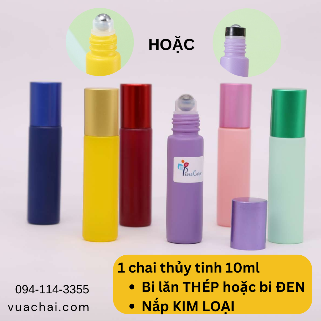 10ml Color Roller Bottles with Stainless Steel Roller Balls