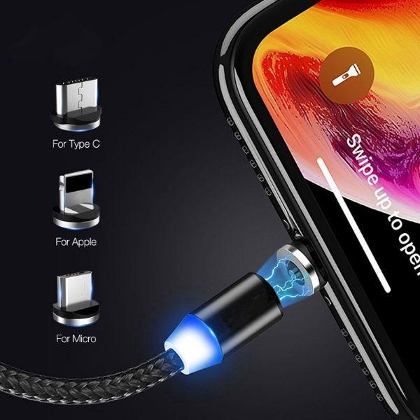[GIÁ SỐC] Cáp sạc nam châm 1M và 3 đầu nam châm Micro TypeC IPhone