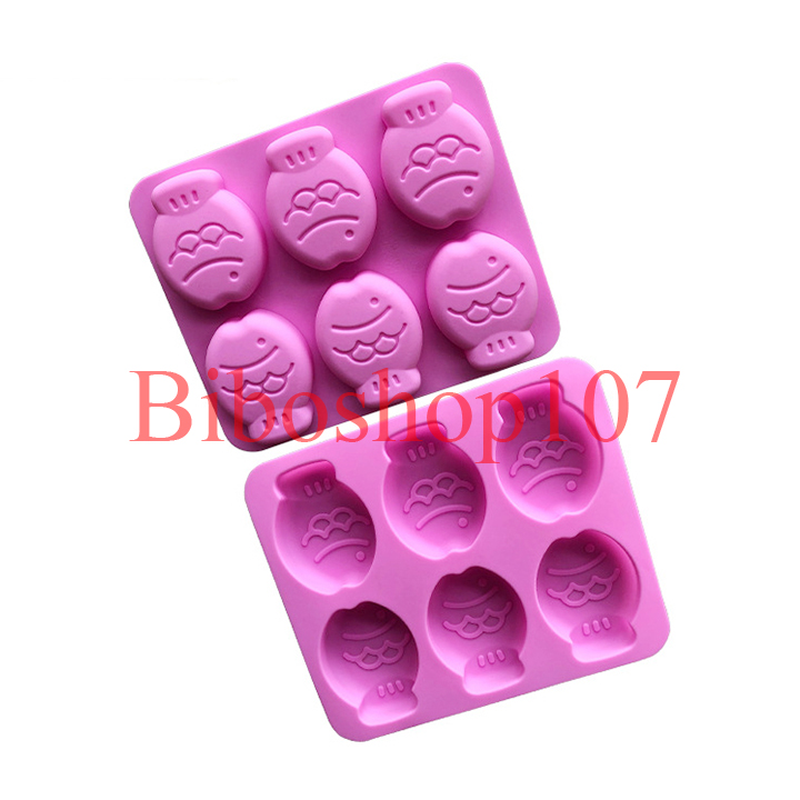 Khuôn silicon làm thạch, rau câu, socola 6 chú cá con