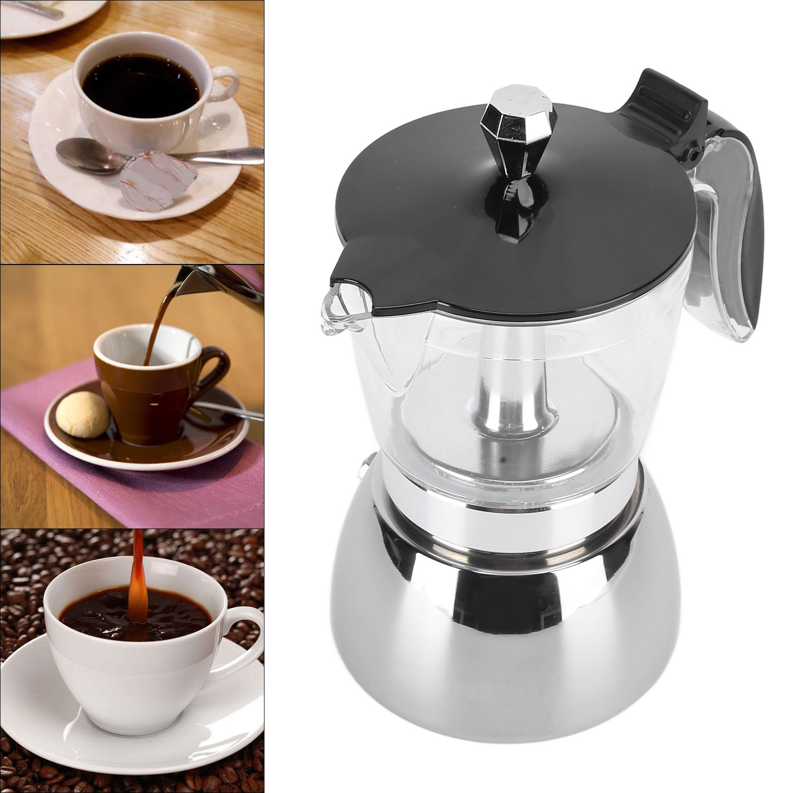 Bình pha cà phê bằng thép không gỉ Moka Pot gia dụng để pha cà phê