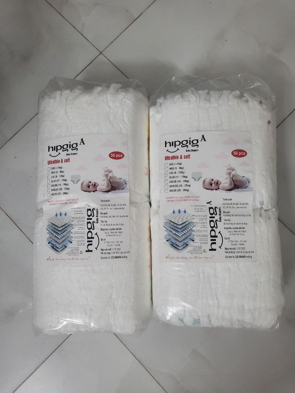 Combo 100 miếng bỉm hipgig A hàng chuẩn bo mông loại 1