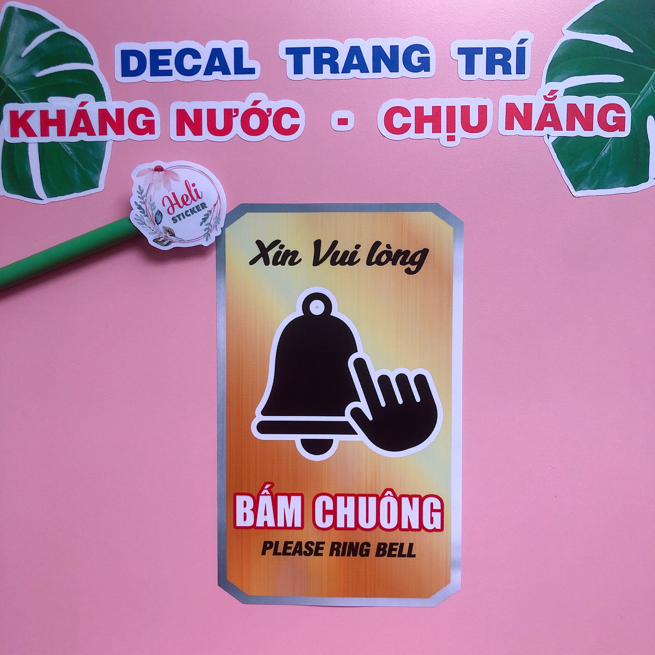 Decal BIỂN BÁO - VUI LÒNG BẤM CHUÔNG Hình Dán Dùng Để Thông Báo, Nhắc ...