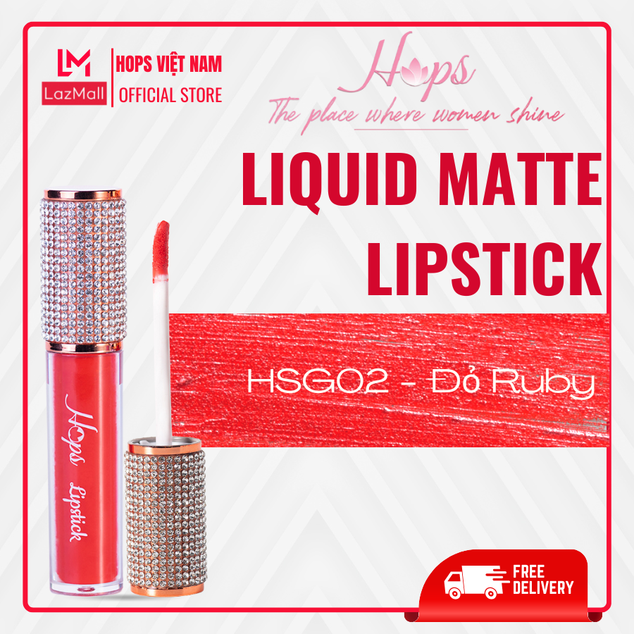 Son Kem Lì Cao Cấp HOPS HSG02 RUBY - MÀU ĐỎ RUBY