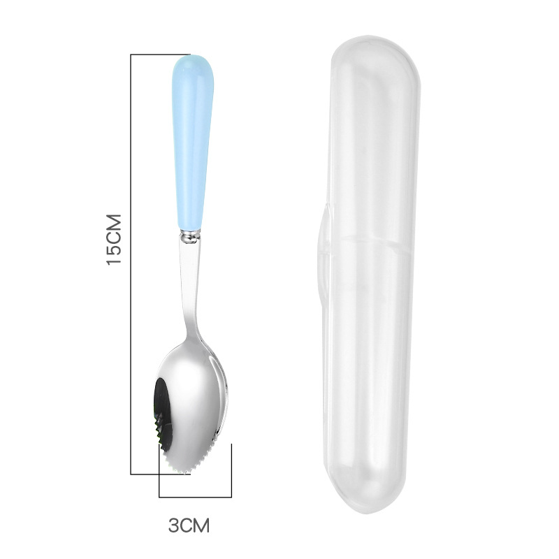 Thìa ăn trái cây inox cán sứ Yeahcook
