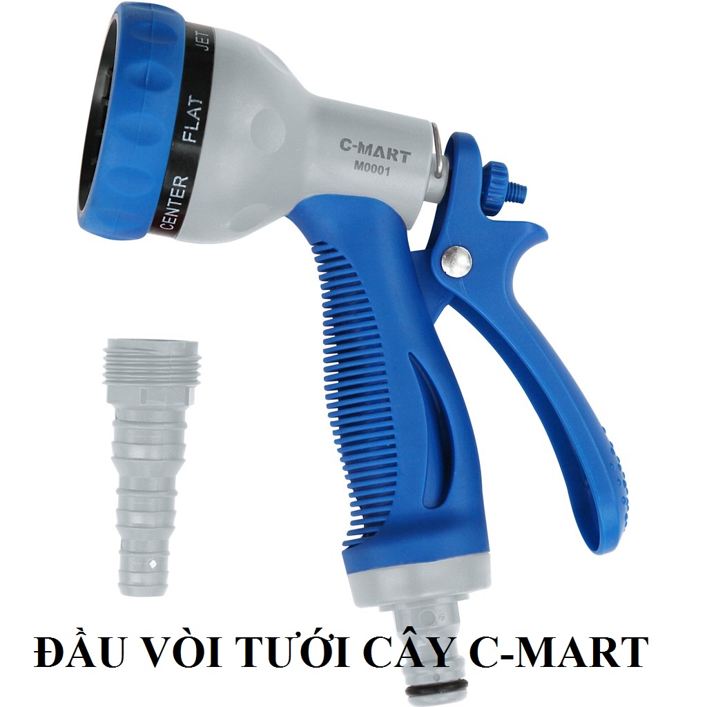 Đầu vòi xịt tưới cây, rửa xe tăng áp nhiều chế độ c-mart