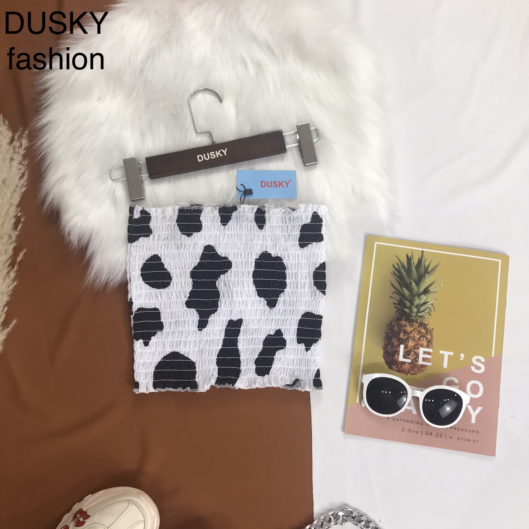 [HCM]Áo ống thun in  BÒ SỮA - DUSKY