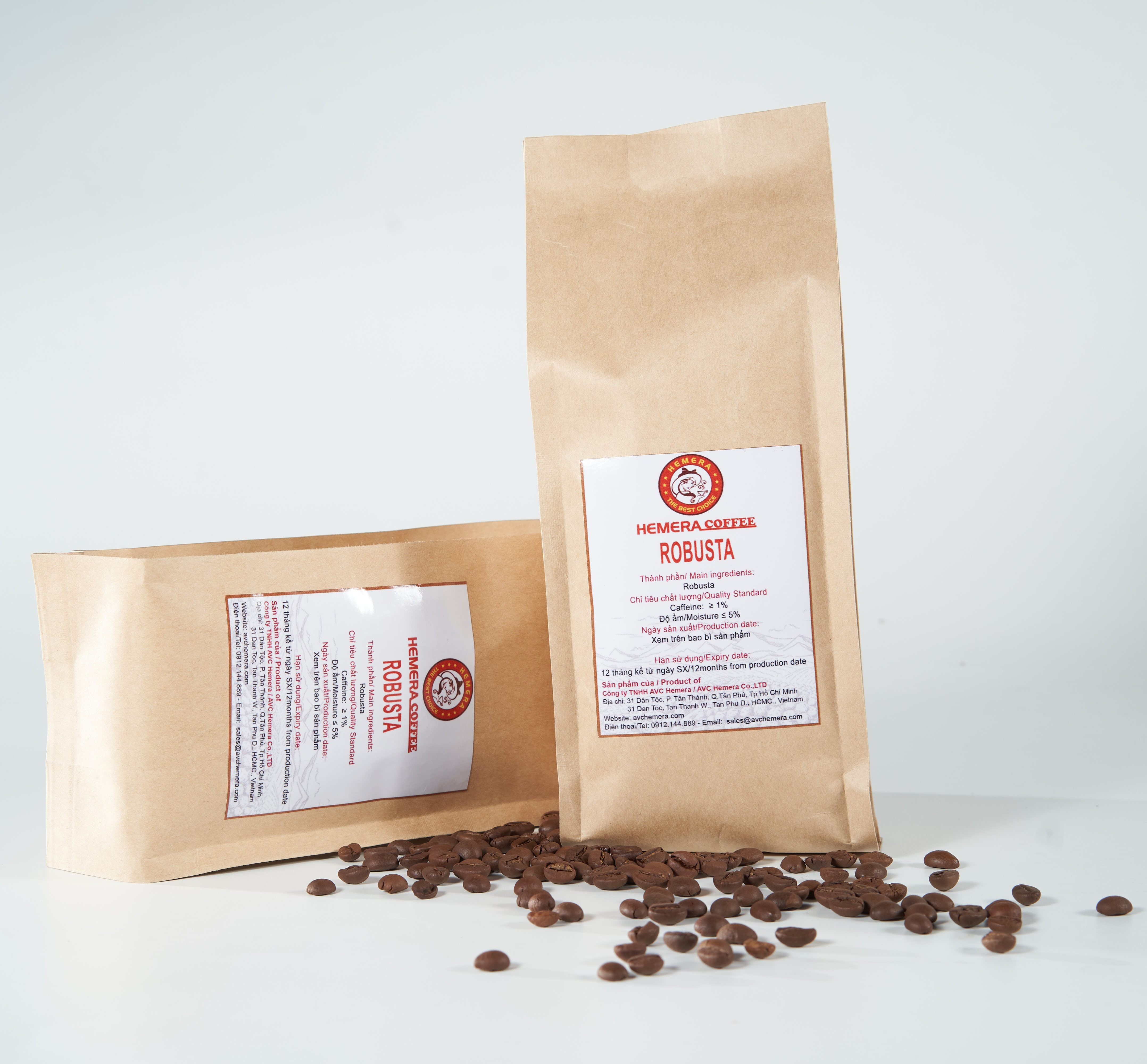 [HCM]CÀ PHÊ HẠT NGUYÊN CHẤT ROBUSTA RANG MỘC HEMERA COFFEE 500GR
