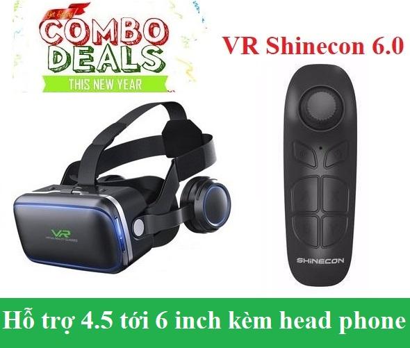 Kính thực tế ảo VR Shinecon 6.0 Tăng tay chơi game Android Bluetooth