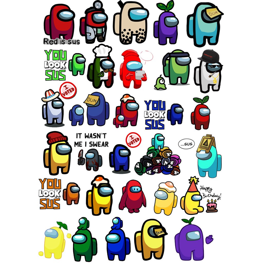 Sticker among us Mẫu 2 có cán chống bay màu