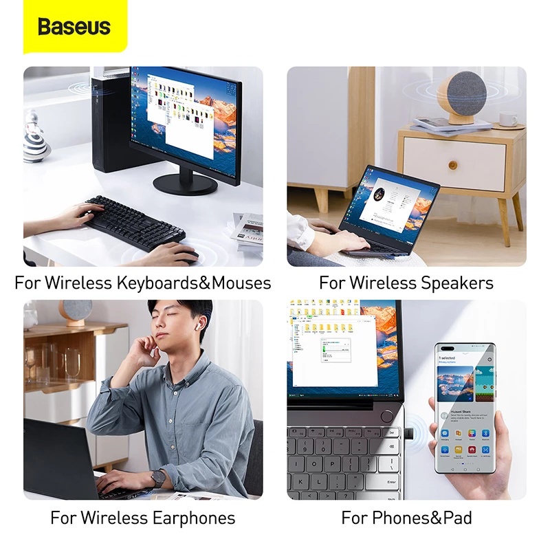 USB Bluetooth tốc độ cao Baseus BA04 Bluetooth Receiver (Bluetooth CSR 5.0 20m Wireless Audio Transmission Adapter)