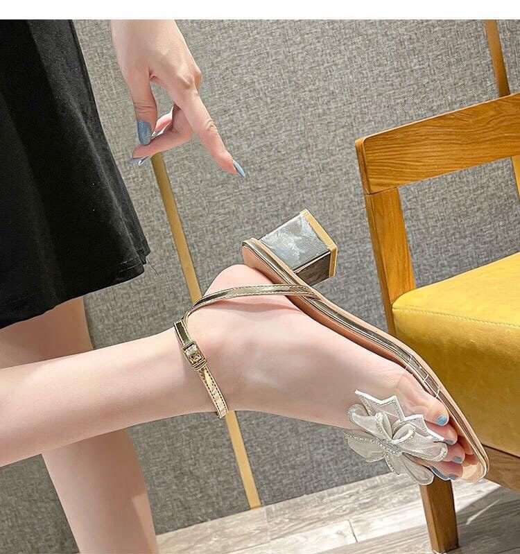 Giày quai hậu cao 5 phân đính nơ siêu xinh