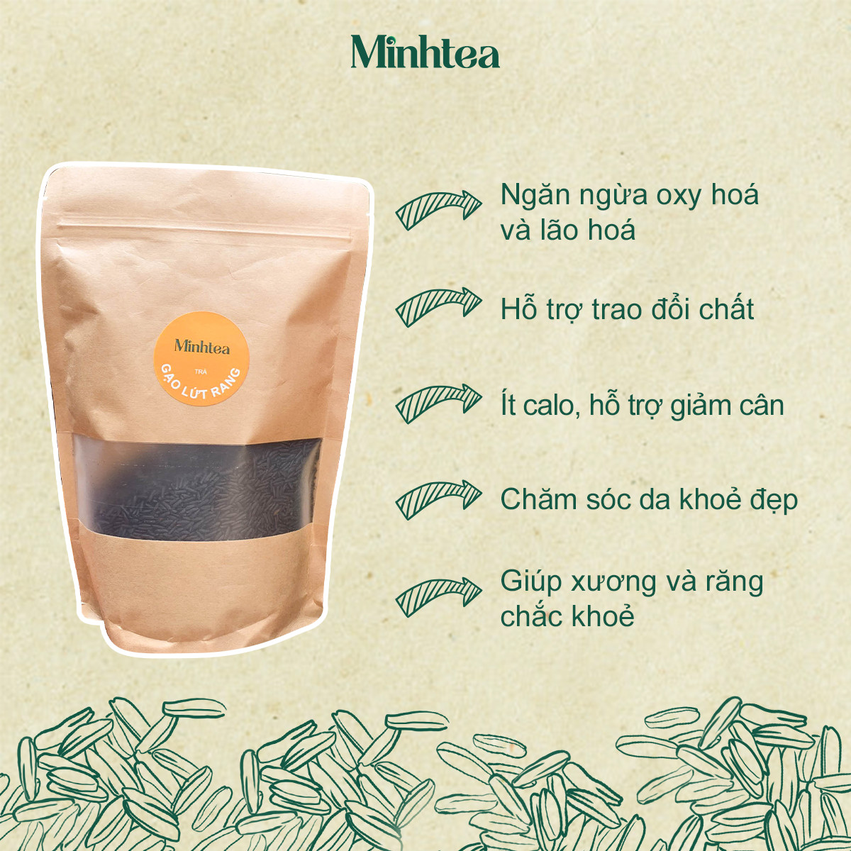 Trà Gạo Lứt Rang Minhtea Túi 1Kg
