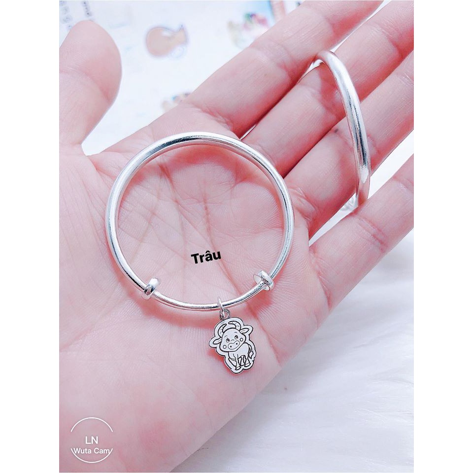 VÒNG TAY TRÒN BẠC TA CHO BÉ TREO CON GIÁP