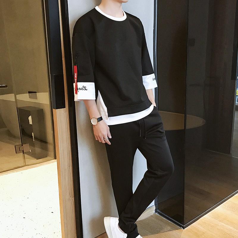 Bộ Đồ Nam Nữ Unisex Mùa Hè Cổ Tròn Tay Lỡ Phối Dây In Chữ OFF WHITE Thời Trang August QA NAM 024