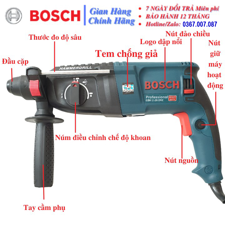 MÁY KHOAN ĐỤC BÊ TÔNG BA CHẾ ĐỘ CÔNG SUẤT 800W