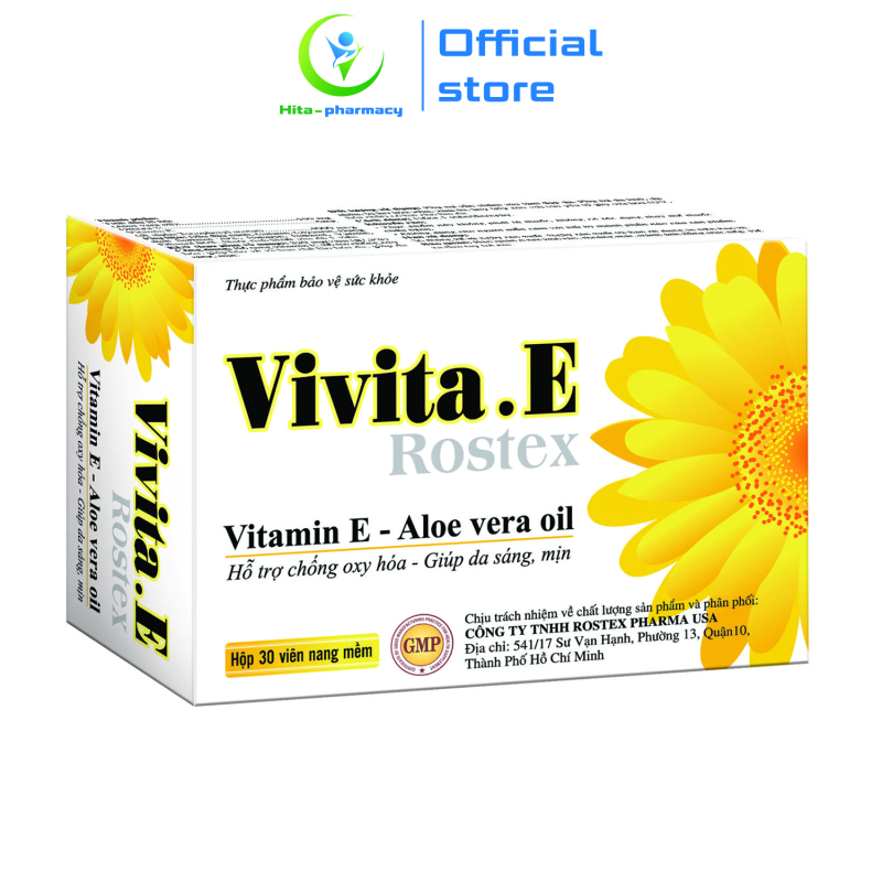 Viên uống Vitamin E, Omega 3, tinh dầu lô hội giúp đẹp da, chống lão hóa - Hộp 30 viên nhập khẩu