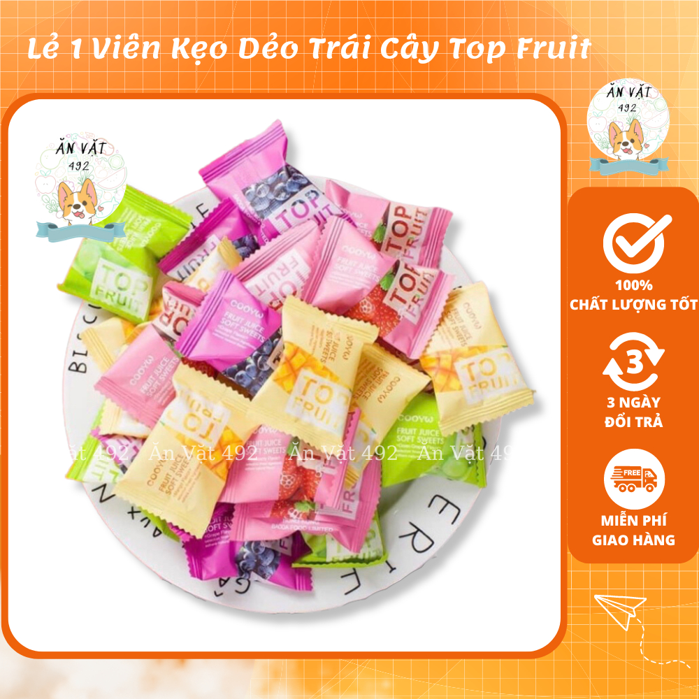 Lẽ 1 viên kẹo dẻo trái cây top fruit hồng kông- ăn vặt 492