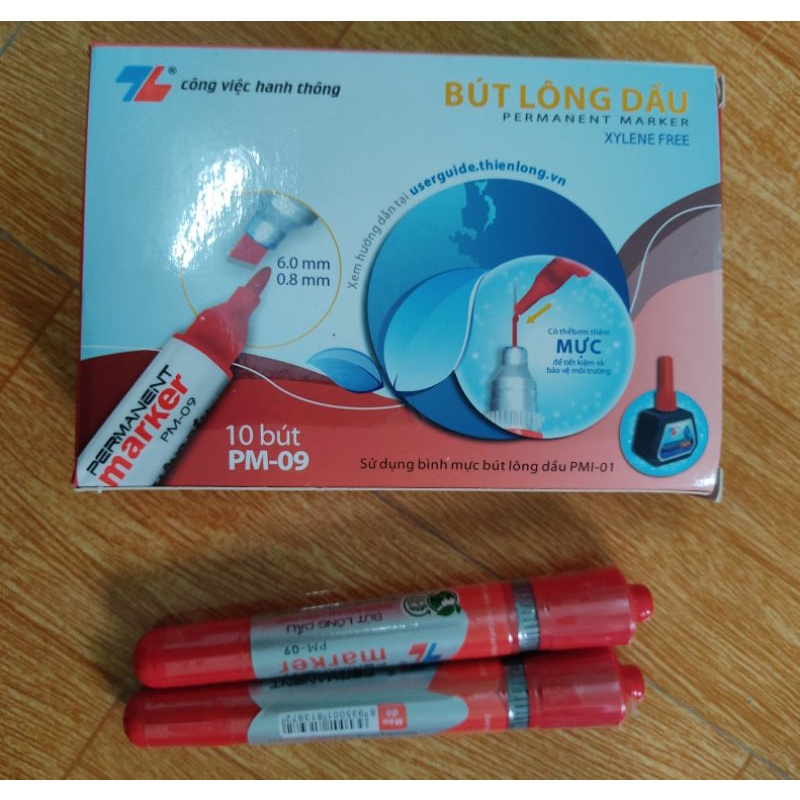 (Hộp 10 cây DẠ TO) bút lông dầu THIÊN LONG PM09